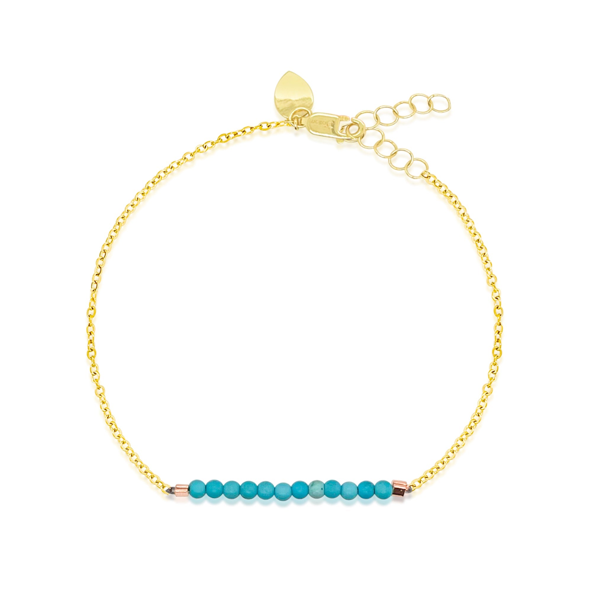 Turquoise Beaded Bracelet | Gold