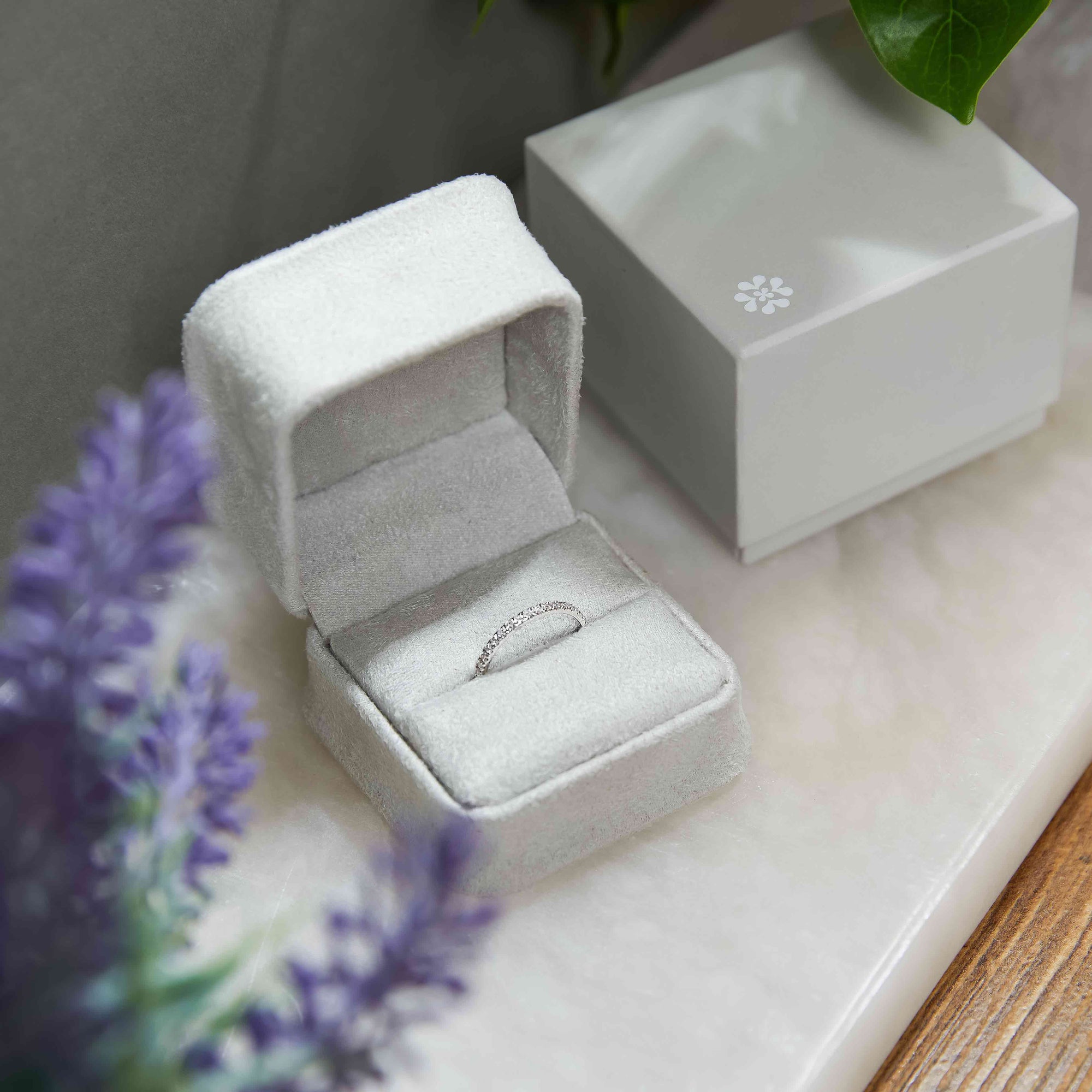 Womens | 14K Solid White Gold | Micro Pave Signet Ring | 0.17 CTW Diamonds