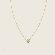 Womens | 14K Solid Yellow Gold | Solitaire Bezel Necklace | 0.15 CTW Diamonds
