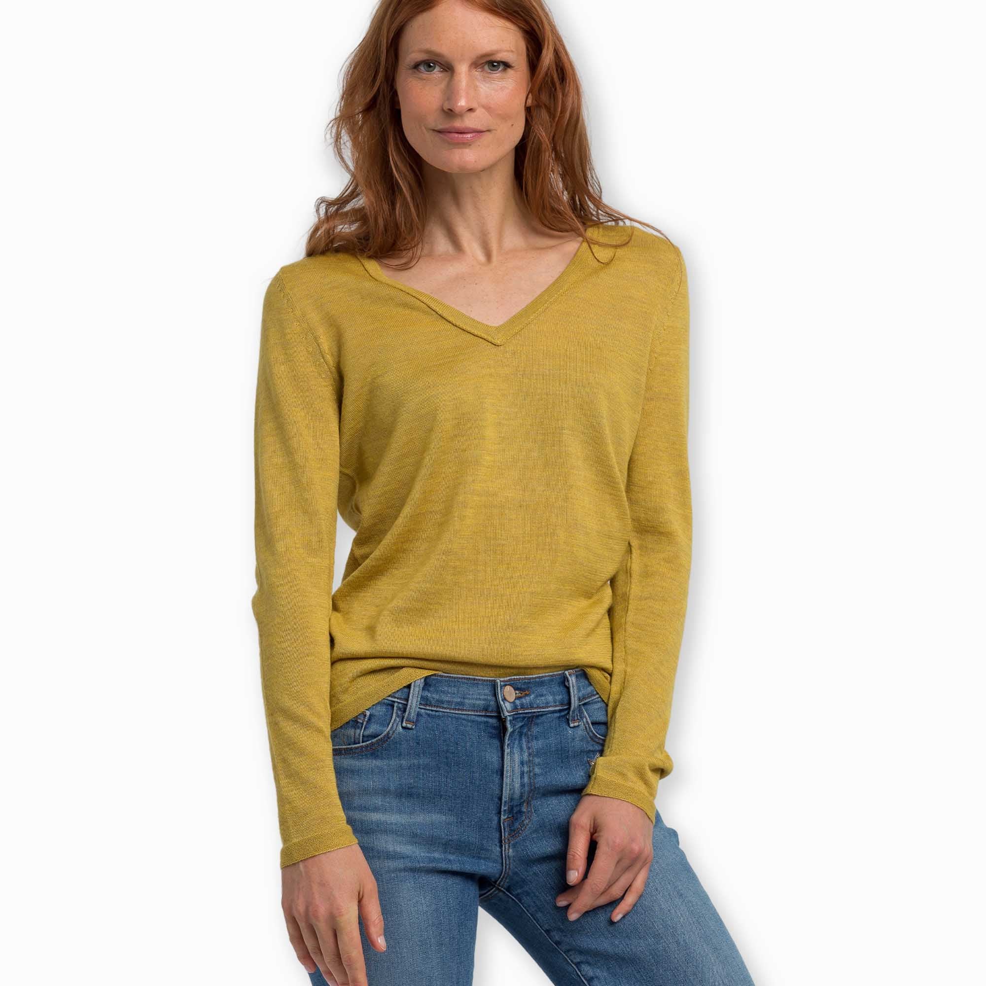 Womens | V Neck Sweater | French Yellow