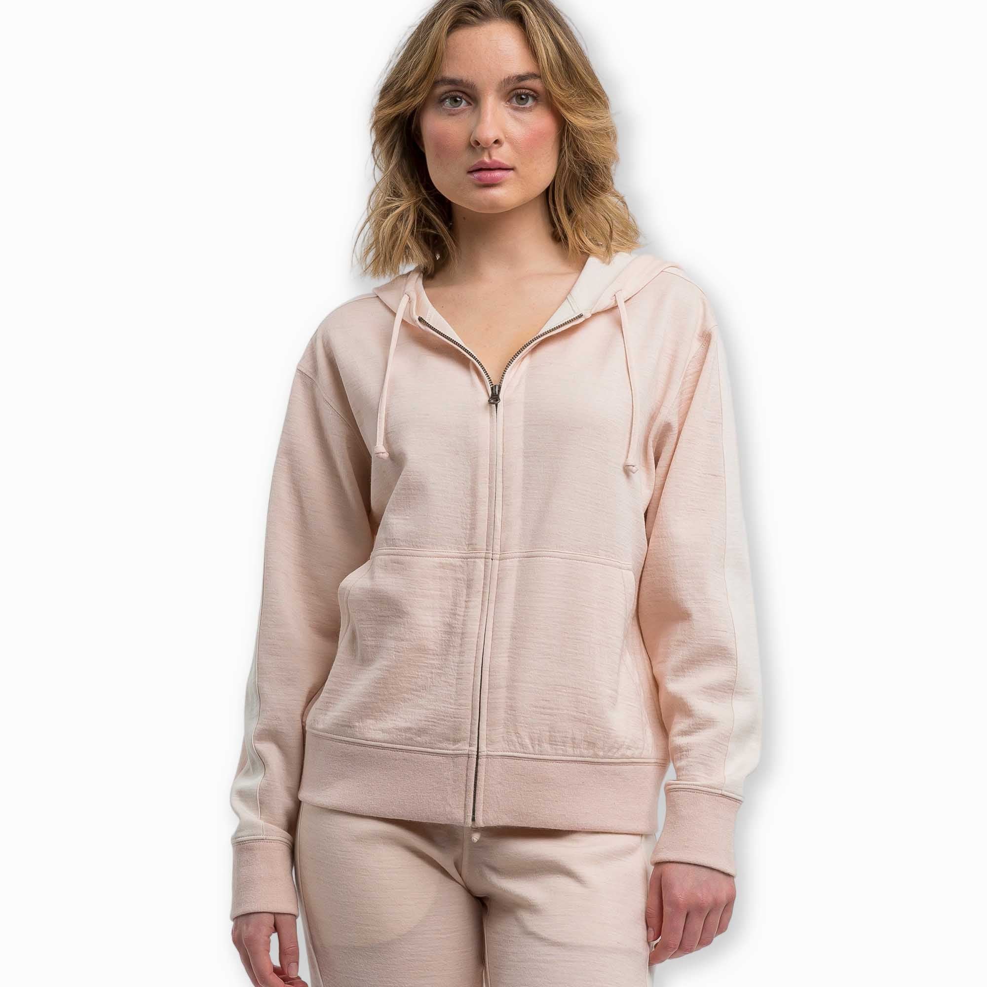 Womens | Malibu Lounge Zip-Up Sweatshirt | Pink Powder / Ivory