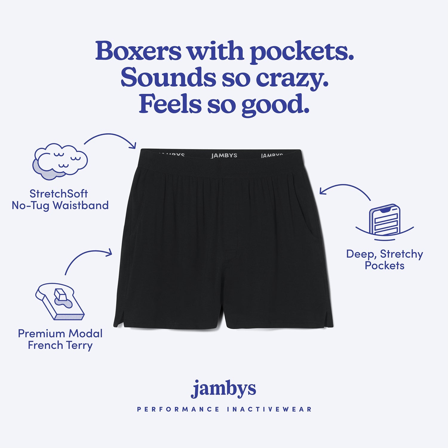 Modal Boxer Lounge Shorts | Boxers with Pockets | Black