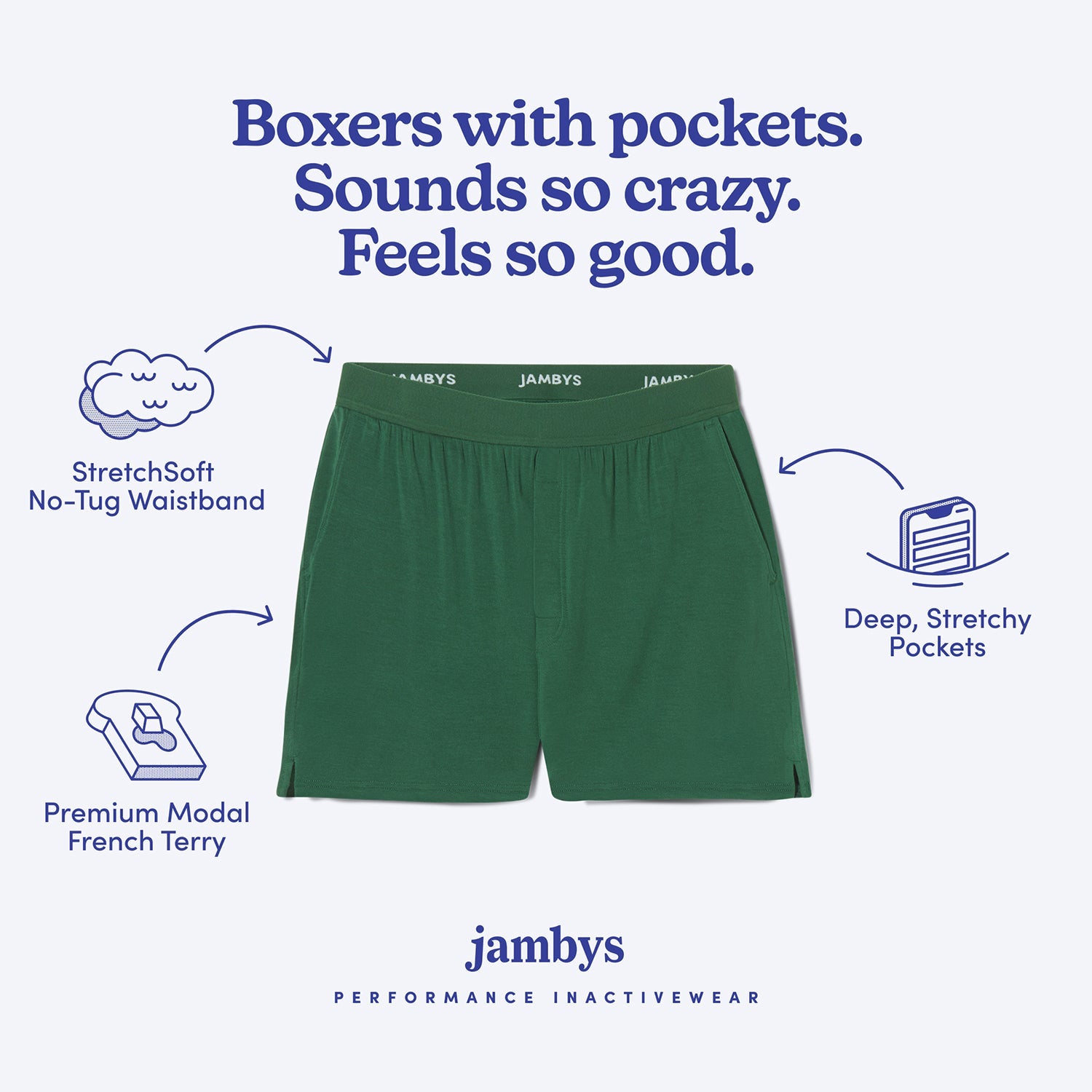 Modal Boxer Lounge Shorts | Boxers with Pockets | Hunter Green