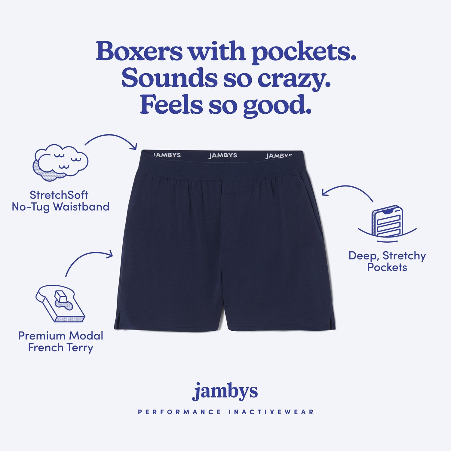 Modal Boxer Lounge Shorts | Boxers with Pockets | Navy