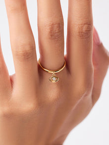 14K Gold Plated Cubic Zirconia Charm Rings Evil Eye Spiritual Goodluck Band Rings For Women Ana Luisa Tanner