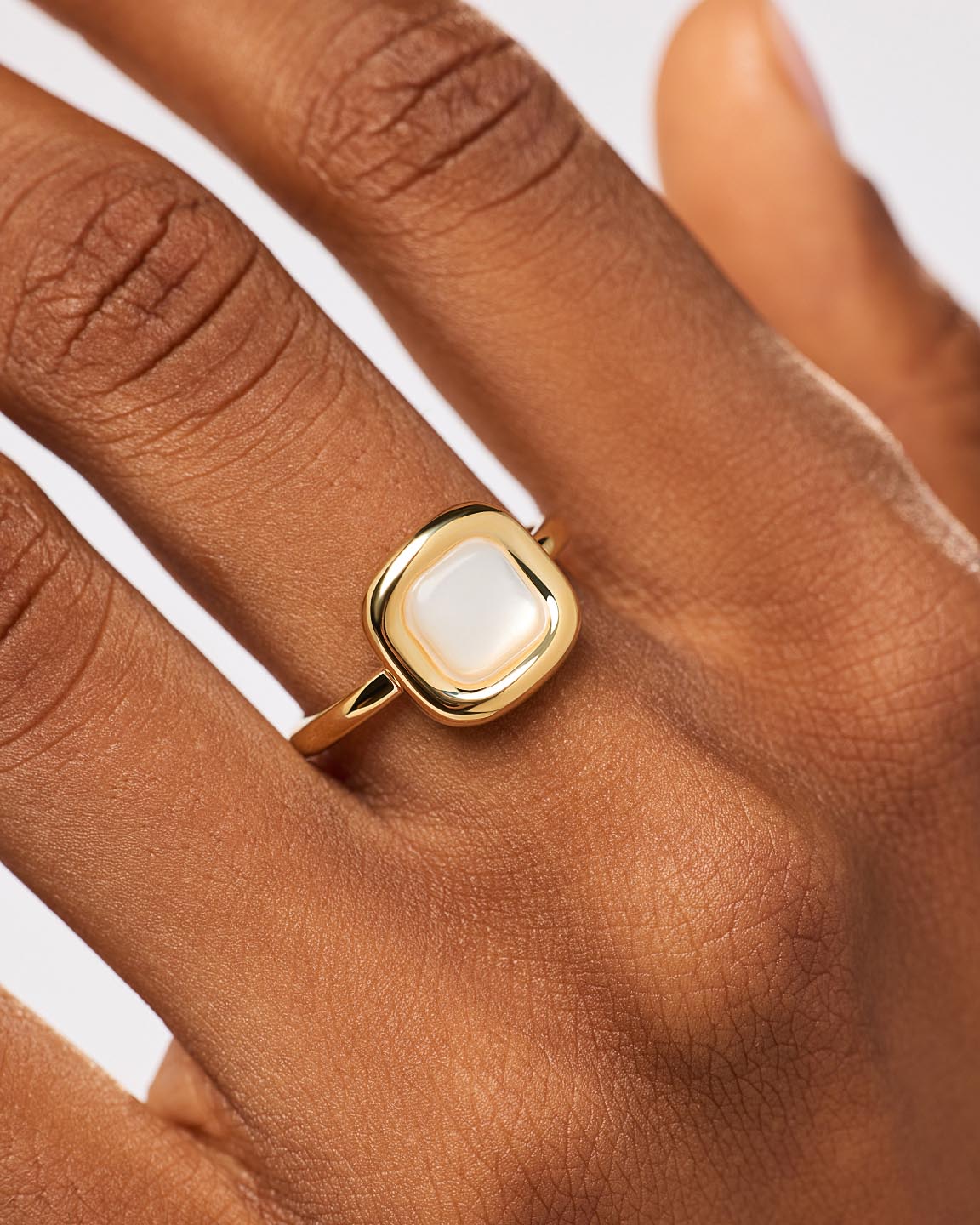 Clara Statement Ring | 14K Gold on Brass | Mother of Pearl