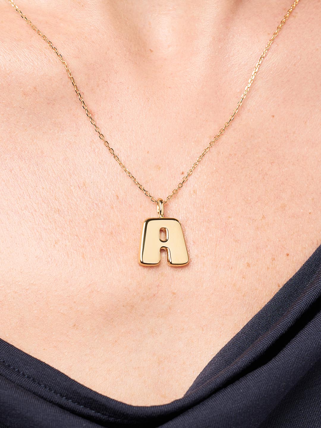 14K Gold Plated Sterling Silver Initial Pendant Necklaces For Women Ana Luisa Bubble Letter Necklace