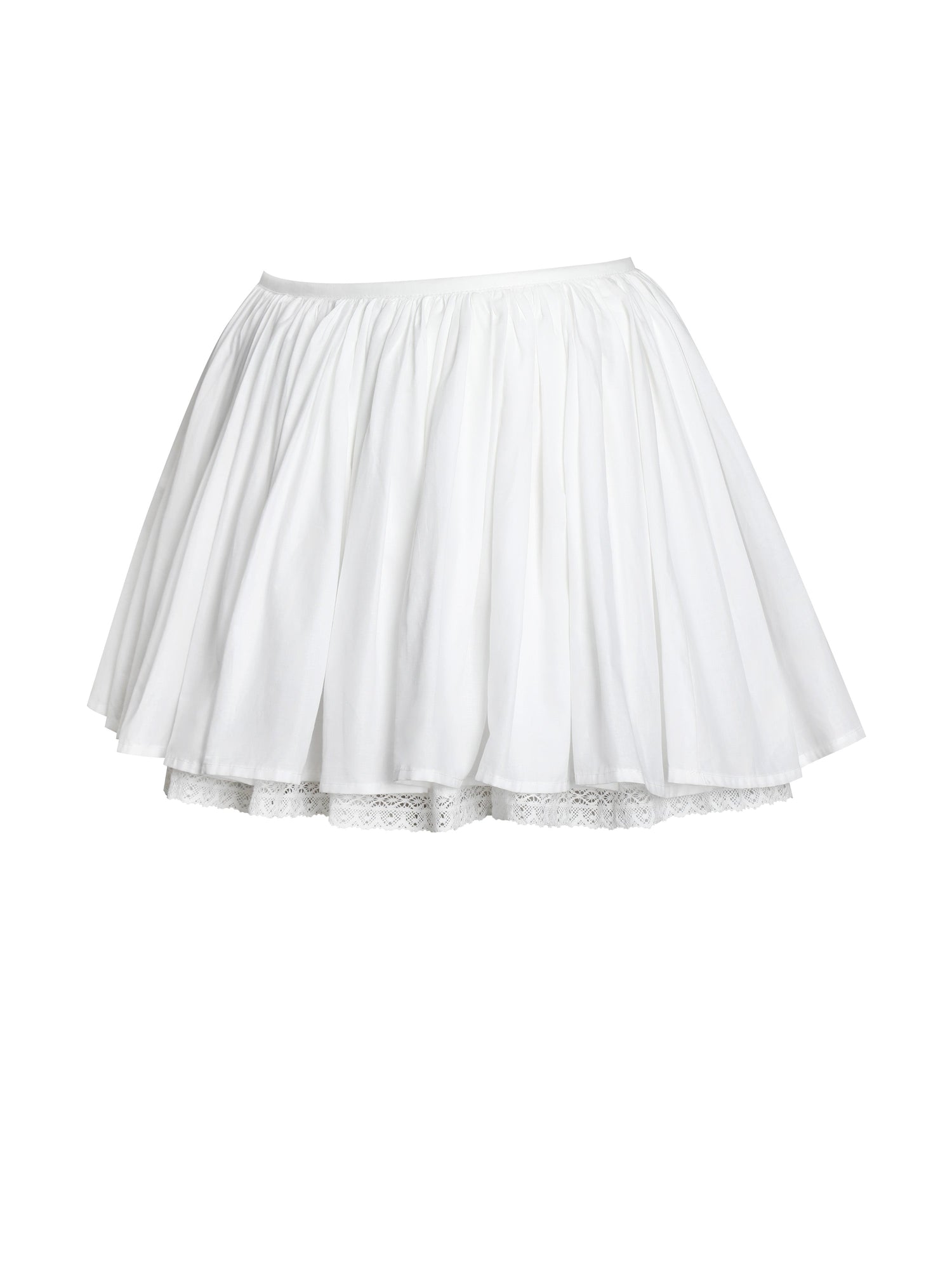 Aliza Cotton Poplin Lace Trim Layered Mini Skirt | White