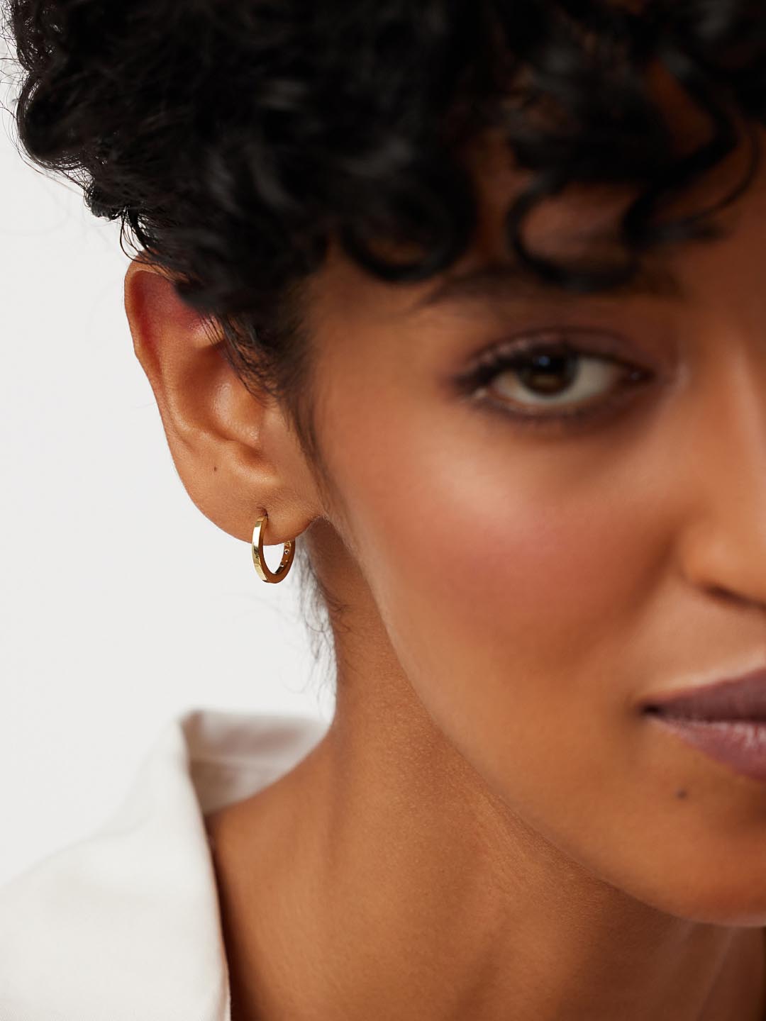 Small Huggie Hoop Earrings | 14K Gold on Brass