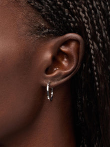 Rhodium Plated Hoop Earrings For Women Ana Luisa Huggie Hoops Medium Silver