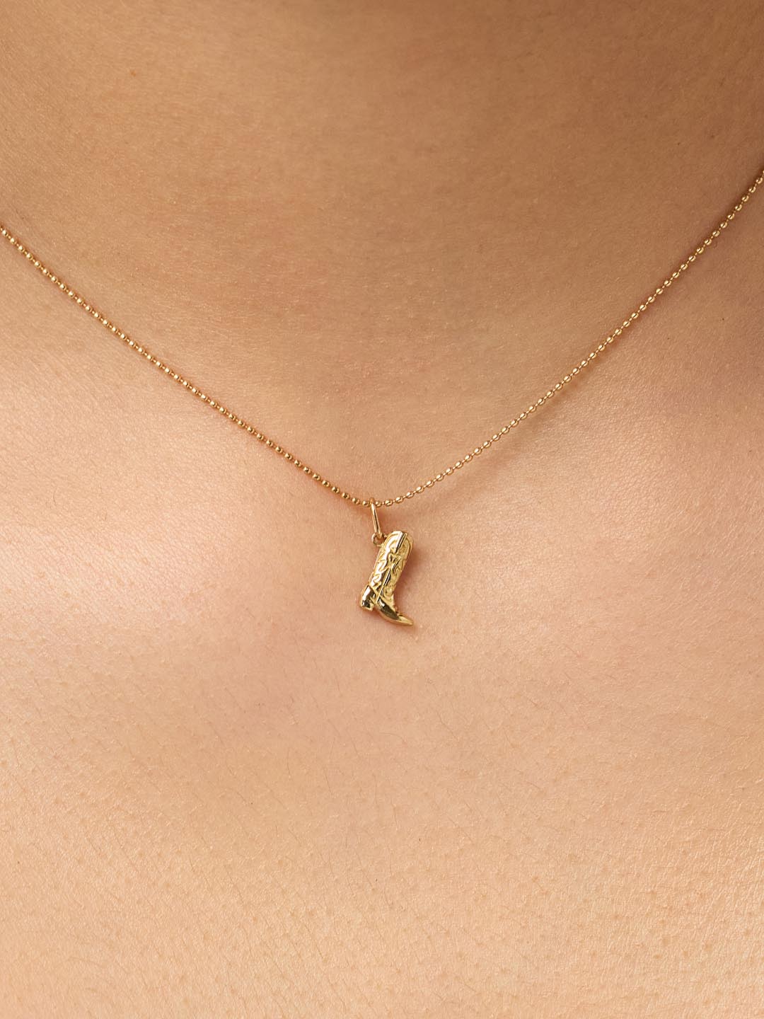 Cowboy Boot Charm Pendant | 10K Solid Gold