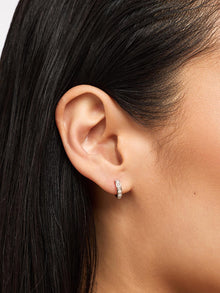 Pearl Huggie Hoops - Ashley Silver | Sterling Silver | Glass Pearls