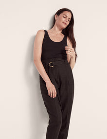 Women | Paper Bag Pleated Trouser | Black