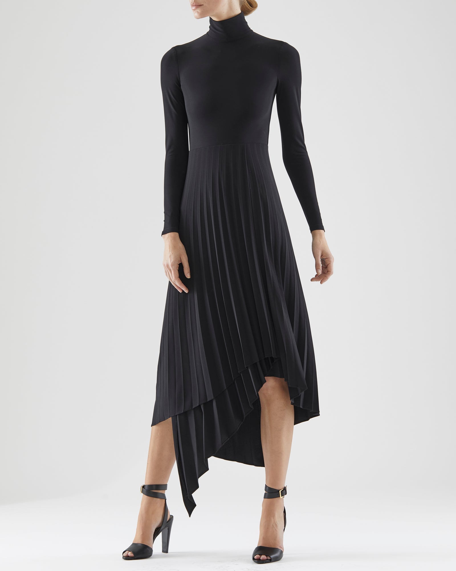Halston | Liv Jersey Pleat Dress | Black