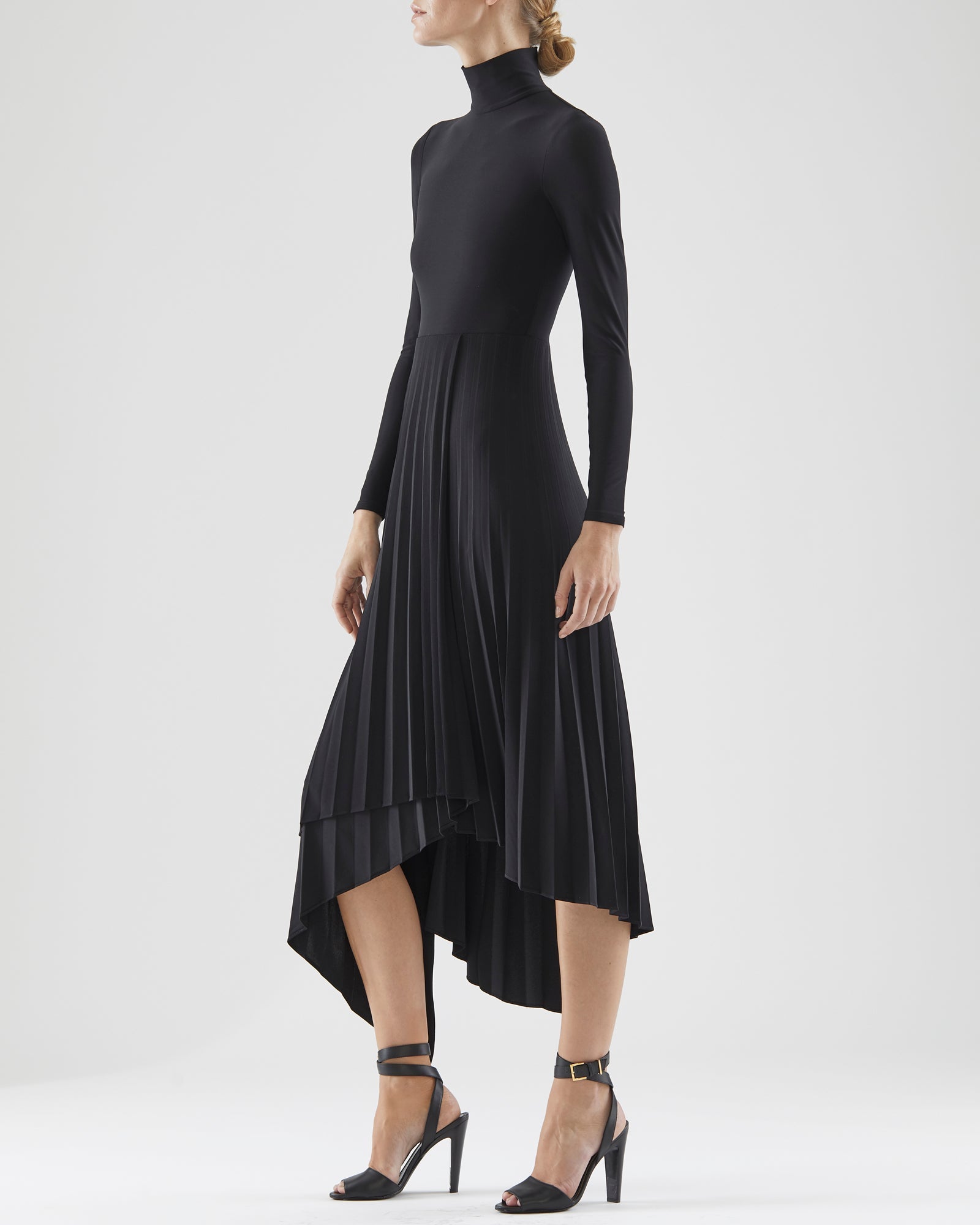 Halston | Liv Jersey Pleat Dress | Black