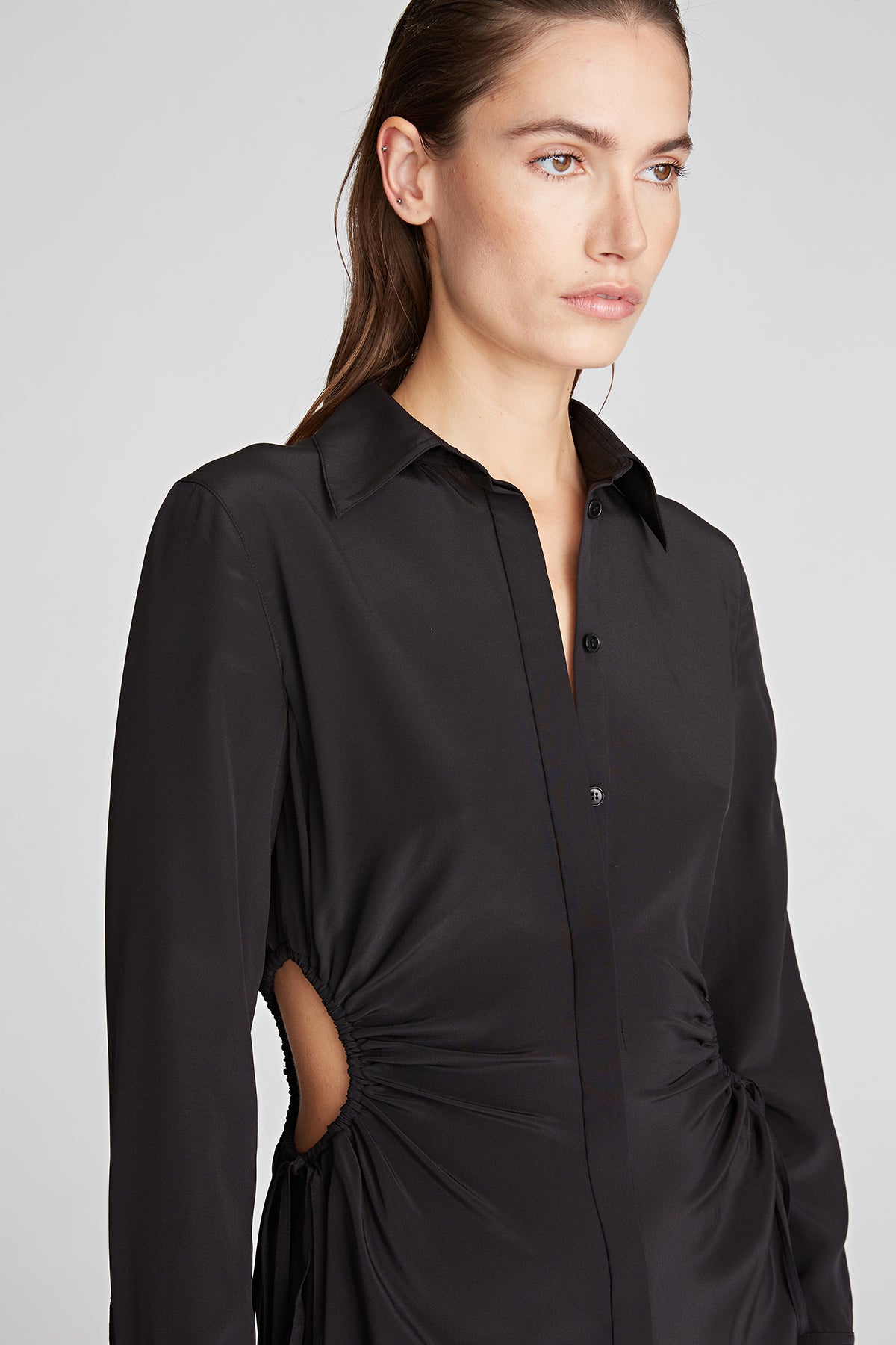 Halston | Pat Dress In Crepe De Chine | Black