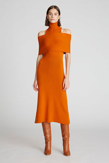 Halston | Ensley Dress In Wool And Cashmere | Amber