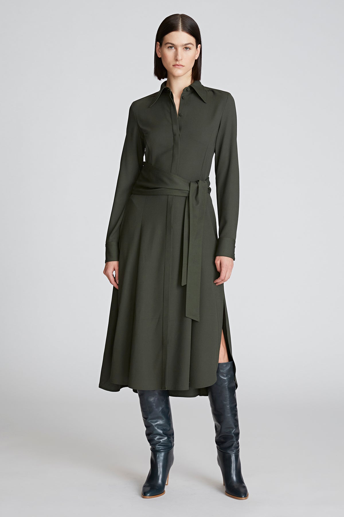 Halston | Kori Dress In Viscose Wool | Forest