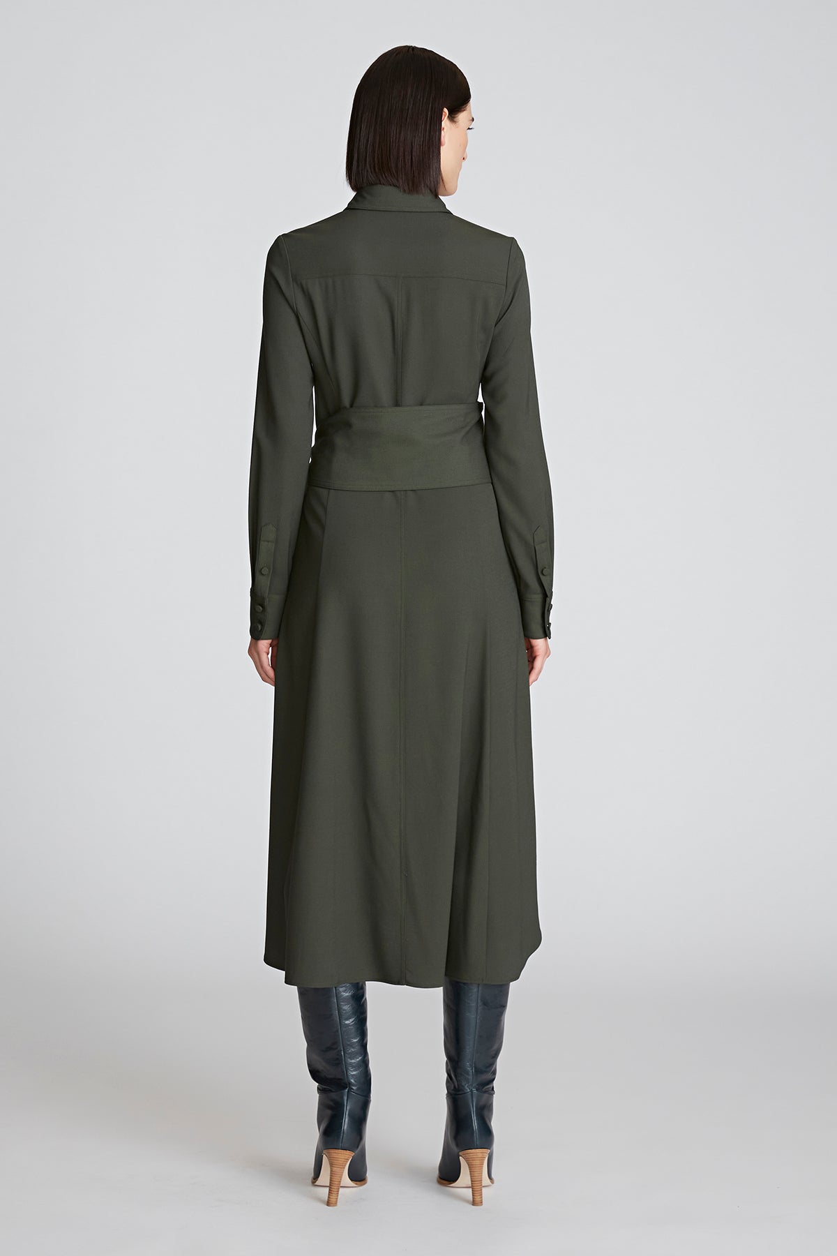 Halston | Kori Dress In Viscose Wool | Forest