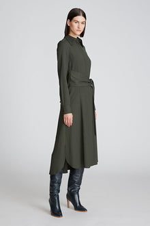 Halston | Kori Dress In Viscose Wool | Forest