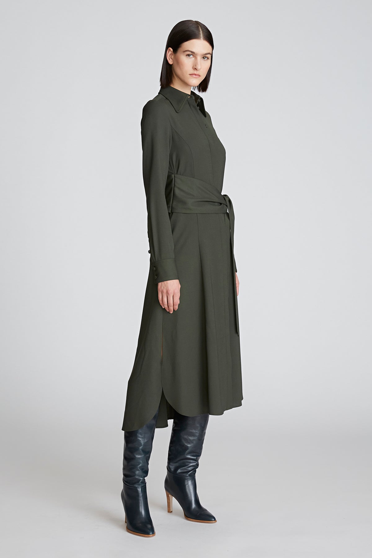 Halston | Kori Dress In Viscose Wool | Forest