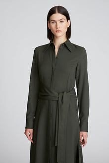 Halston | Kori Dress In Viscose Wool | Forest