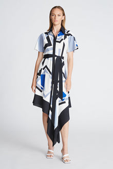 Halston | Hadley Dress In Crepe De Chine | Geometric Print