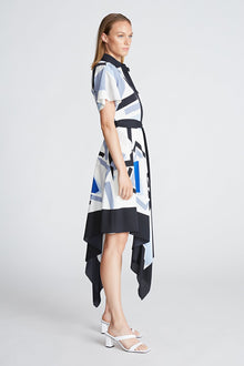 Halston | Hadley Dress In Crepe De Chine | Geometric Print