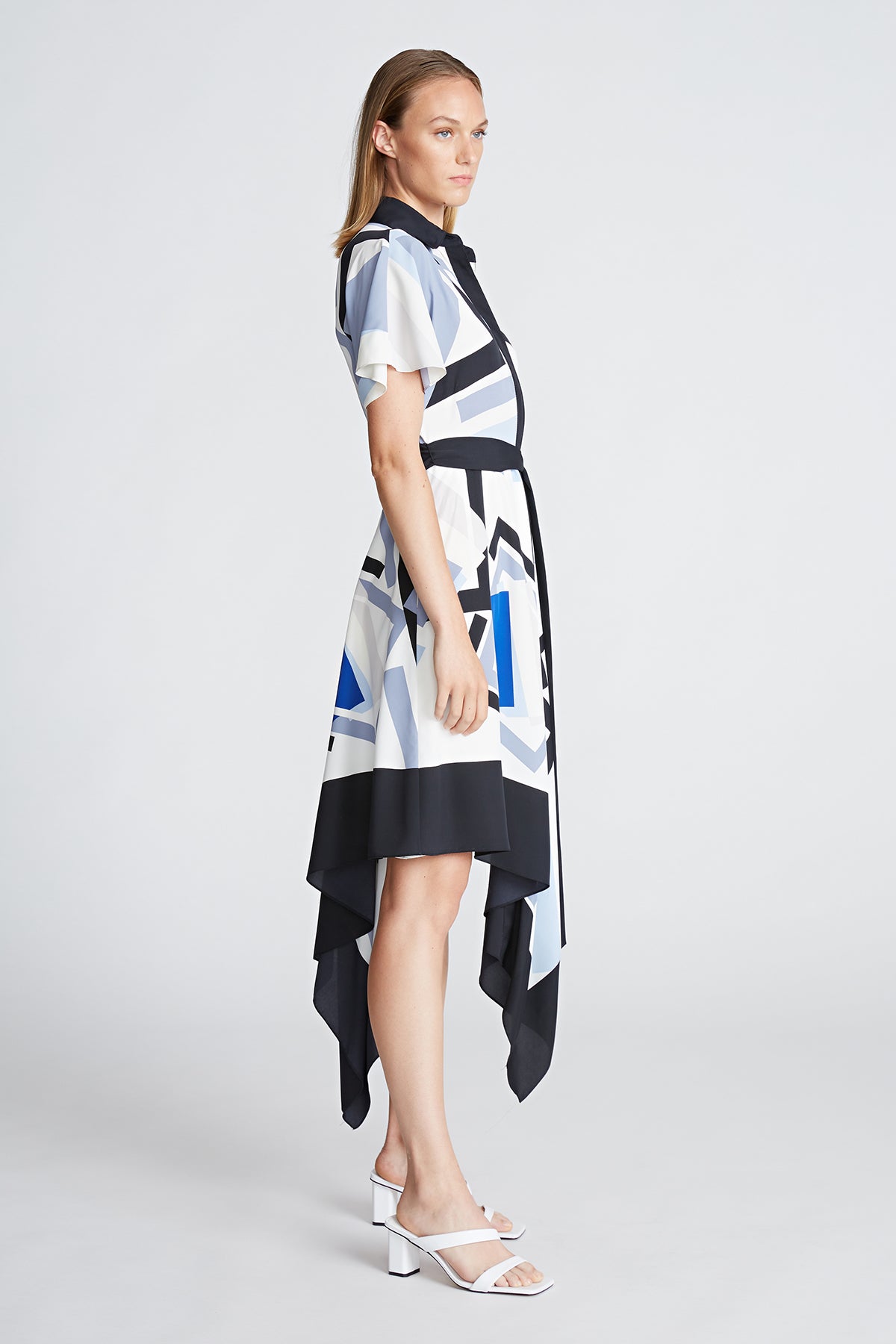 Halston | Hadley Dress In Crepe De Chine | Geometric Print