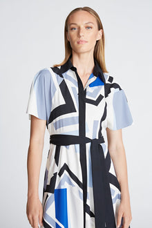 Halston | Hadley Dress In Crepe De Chine | Geometric Print