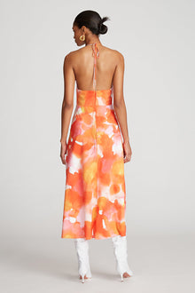Halston | Avni Dress In Crepe De Chine | Sunset Watercolor Print