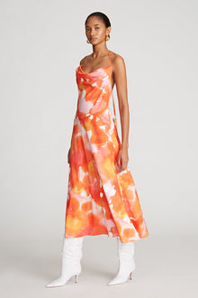 Halston | Avni Dress In Crepe De Chine | Sunset Watercolor Print