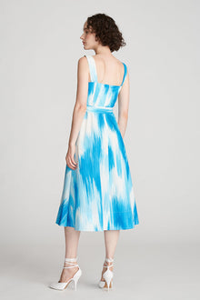 Halston | Jayden Dress In Printed Poplin | Ocean Warp Print