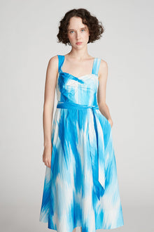 Halston | Jayden Dress In Printed Poplin | Ocean Warp Print