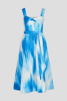Halston | Jayden Dress In Printed Poplin | Ocean Warp Print