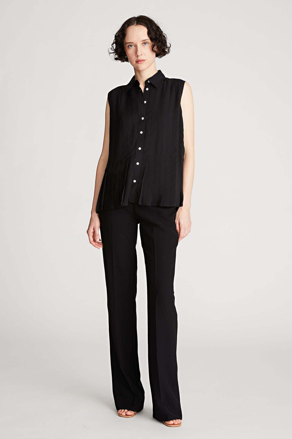 Halston | Zerena Top In Pleated Cdc | Black