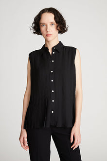 Halston | Zerena Top In Pleated Cdc | Black
