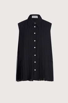 Halston | Zerena Top In Pleated Cdc | Black