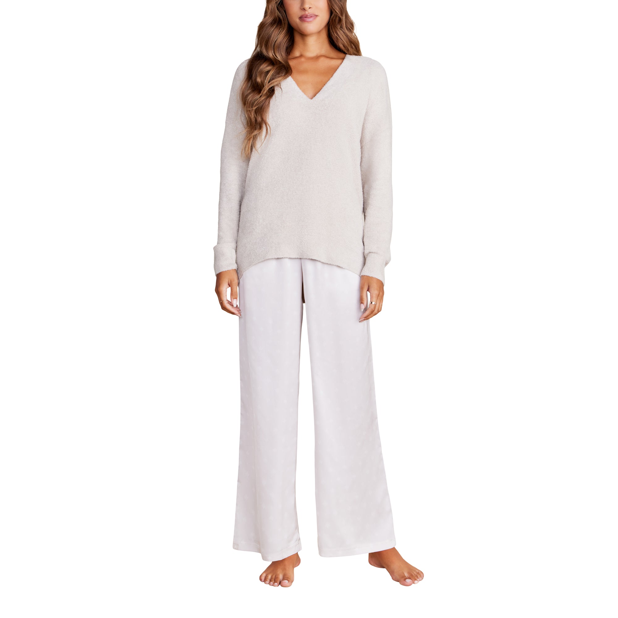 Cozychic Lite V Neck Seamed Pullover | Stone