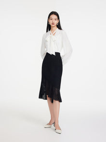 Elegant Fishtail Hem Midi Skirt | Black