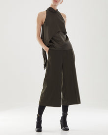 Halston | Sasha Silk Drape Top | Dark Olive