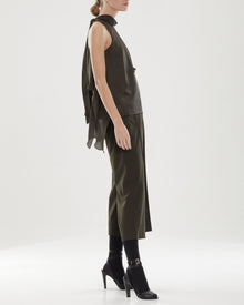Halston | Sasha Silk Drape Top | Dark Olive