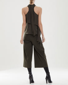 Halston | Sasha Silk Drape Top | Dark Olive
