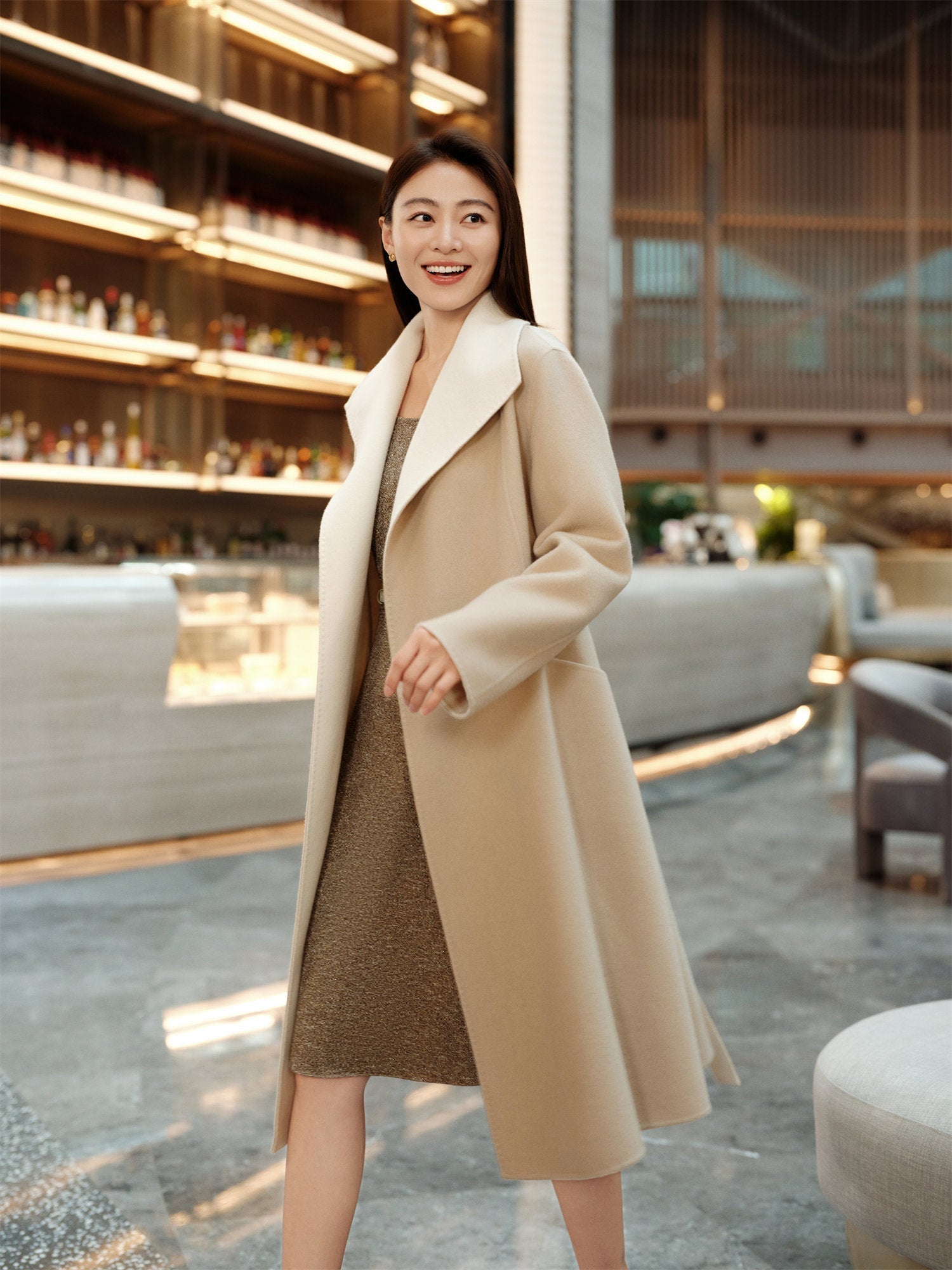 Loro Piana Long Lapel Coat | Beige