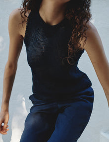 Womens | The Open-Weave Shell | Navy Melange