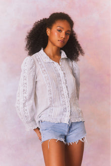 Womens | Jacque Cotton Blouse Top | Moonstone