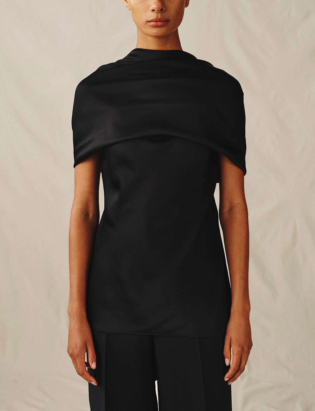 Womens | The Knotted Satin Top | Black