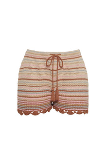 Moira Shorts | Clay Striped Lurex Crochet