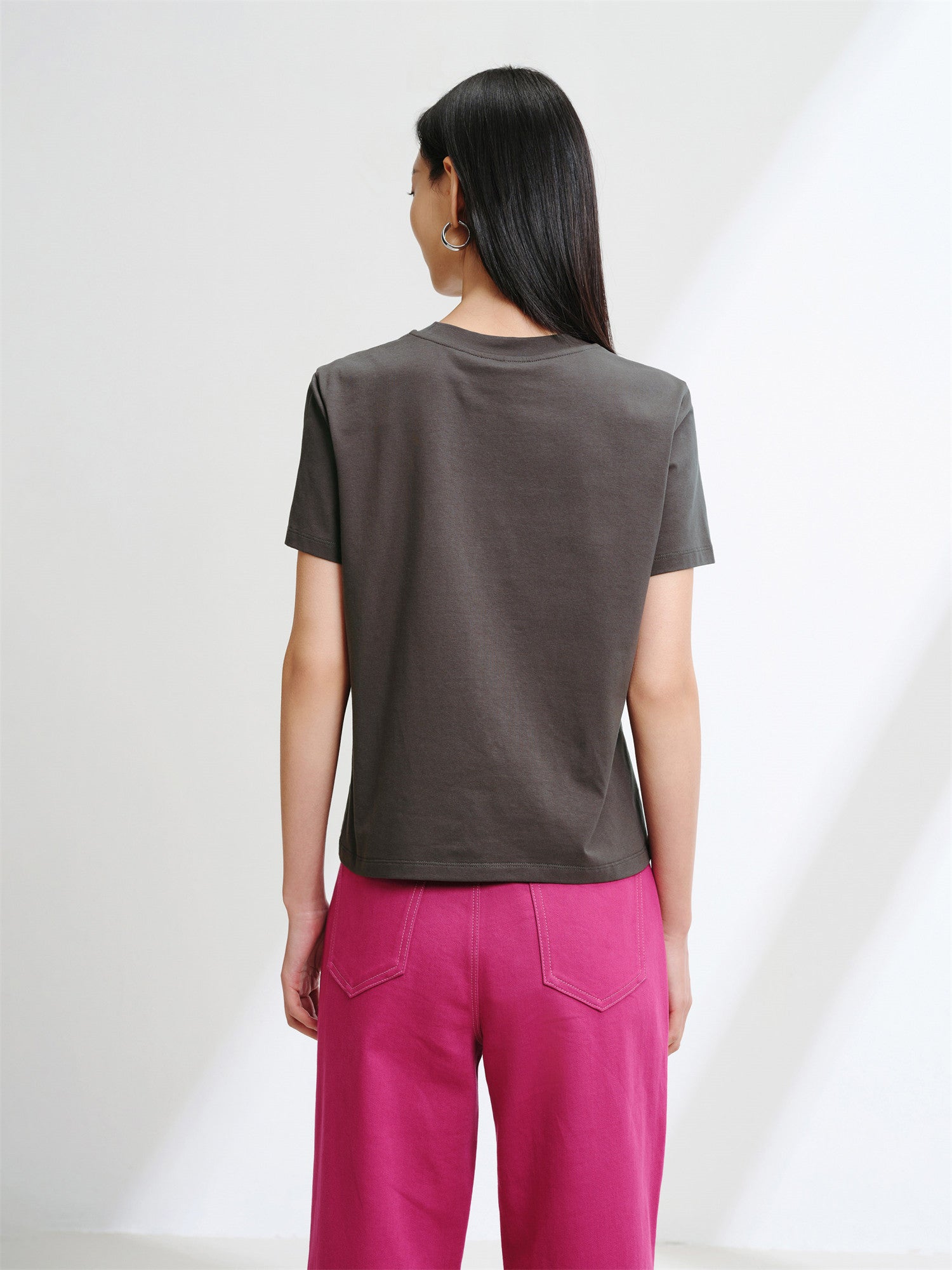 Cotton Short-Sleeve T-Shirt | Brown