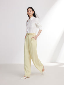 Acetate Commuter Relaxed-Fit Wide-Leg Pants | Green